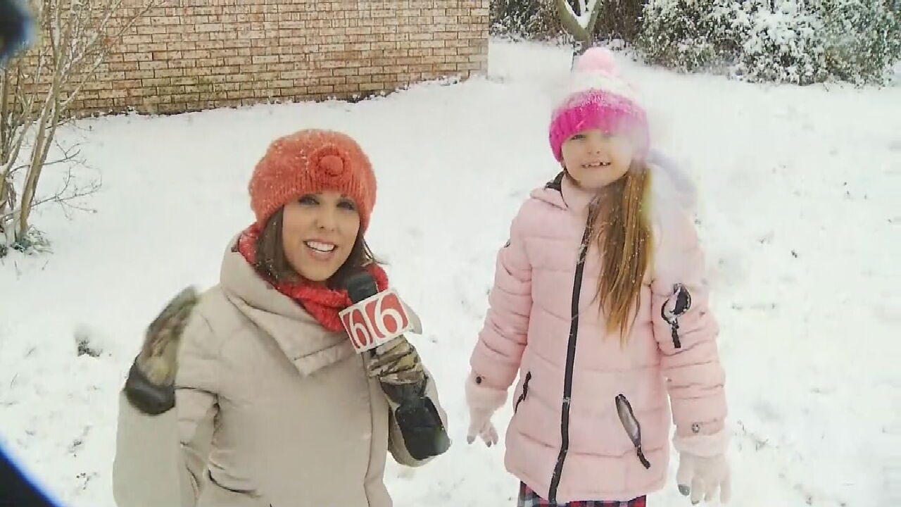 WATCH: 9-Year-Old Girl Makes Most Of Wintry Magic In Mannford