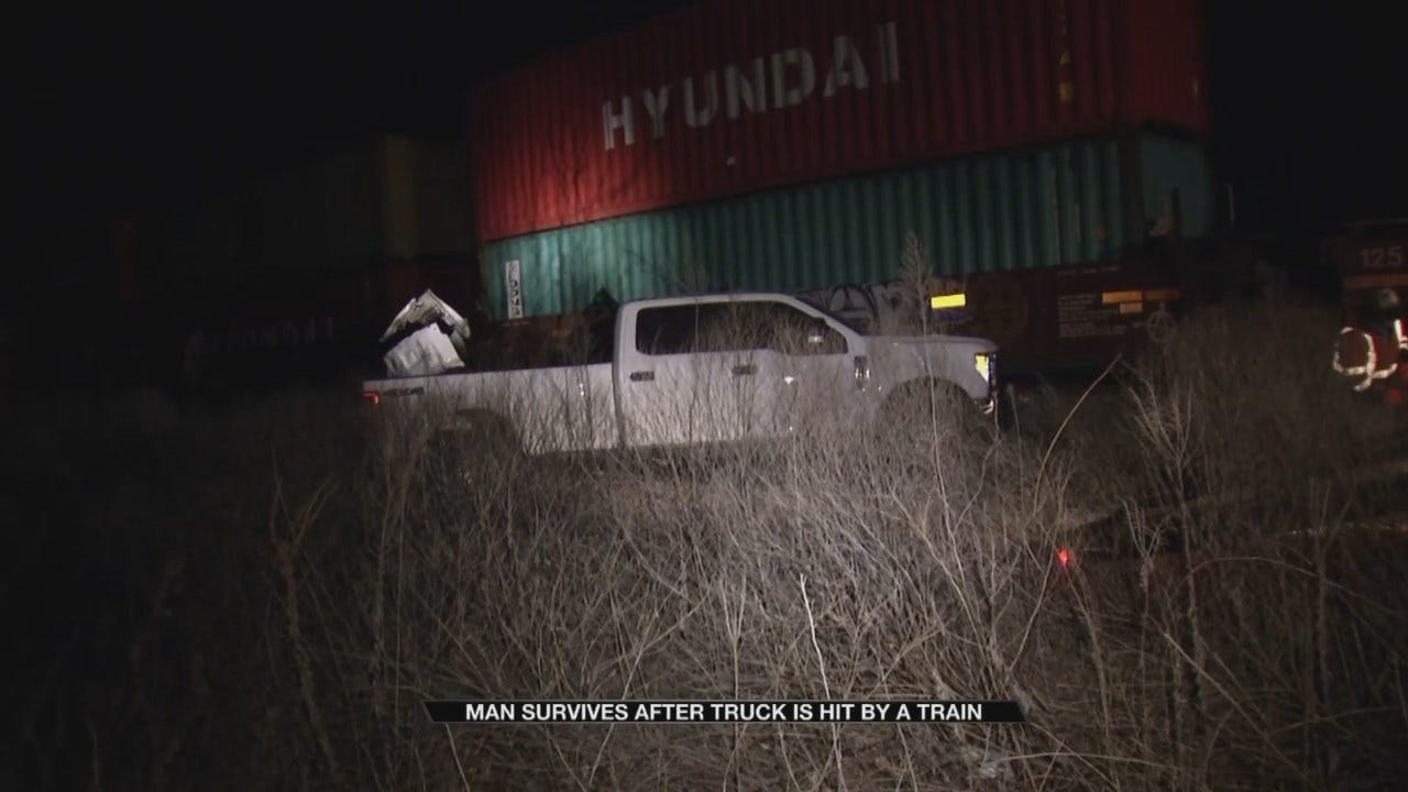 Train Hits Pickup Truck Stuck On Tracks Near Foyil