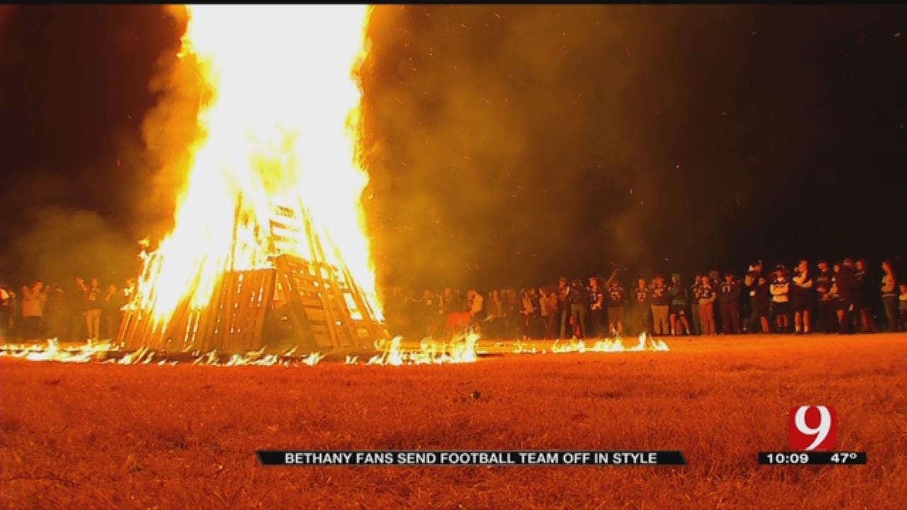 Bethany Fans Send Football Team Off In Style With Bonfire