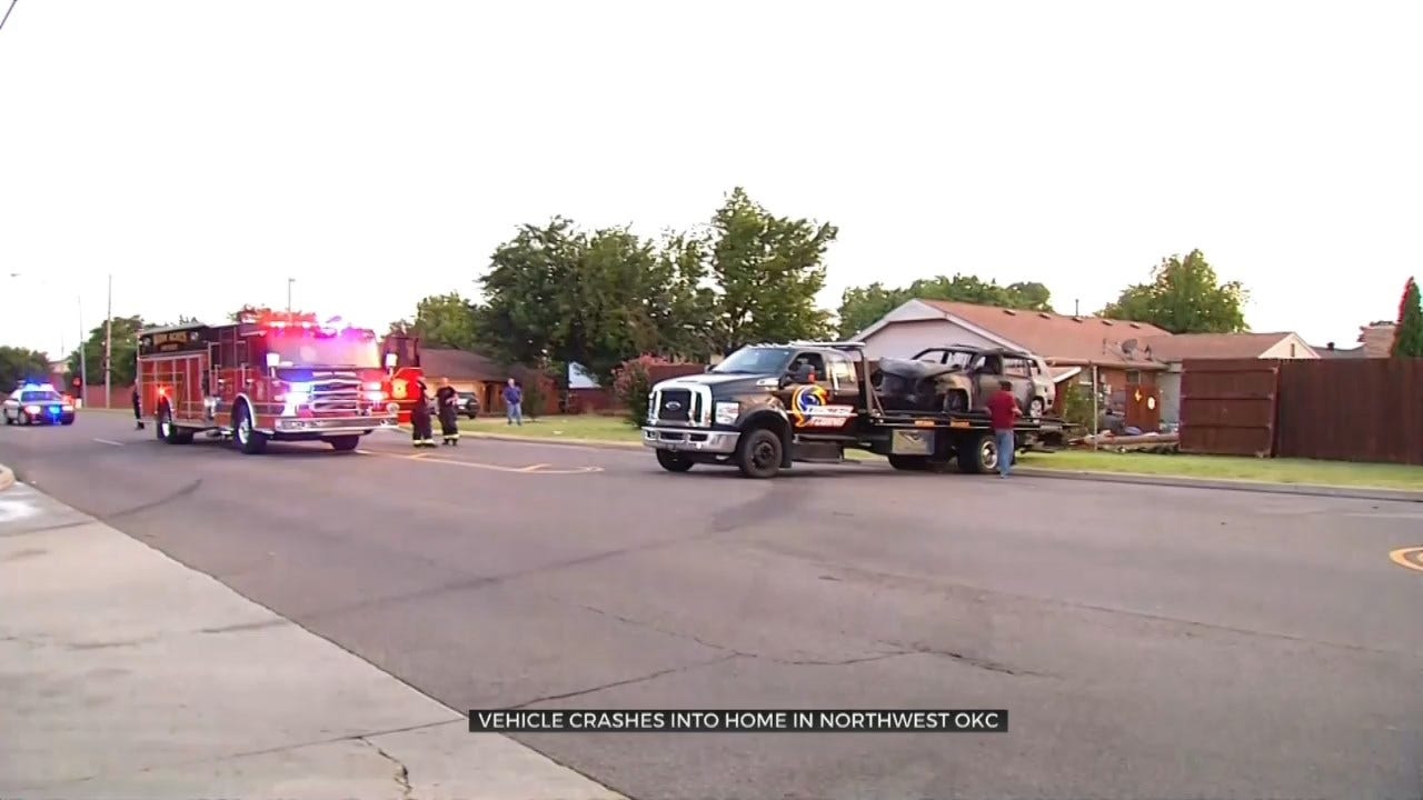 Couple Taken To Hospital After Vehicle Crashes Into NW OKC Home