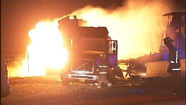WEB EXTRA: Video From Scene Of Semi Truck Fire Early Friday