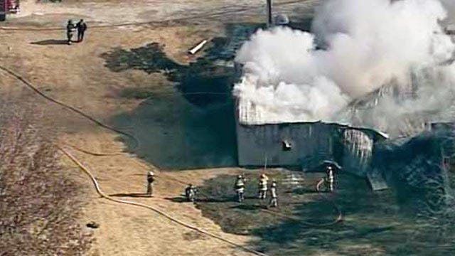 Osage SkyNews 6 Flies Over Jenks Metal Barn Fire
