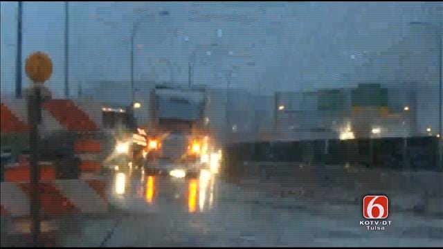 WEB EXTRA: VIdeo Of Disabled Semi On I-244/Highway 75 Bridge Over Arkansas River
