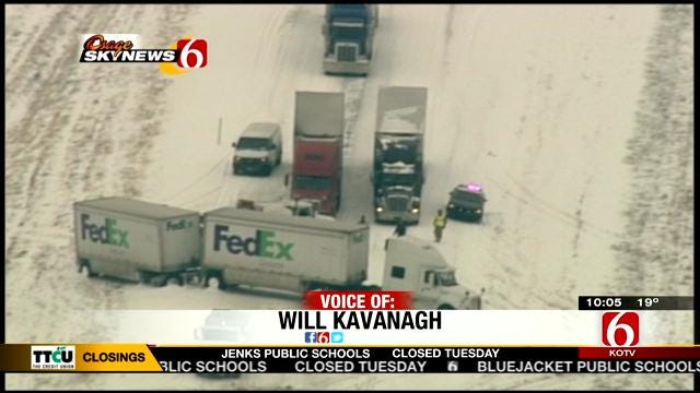 Watch: Dashcam Video Of Out-Of-Control Truck In Oklahoma Snow Storm