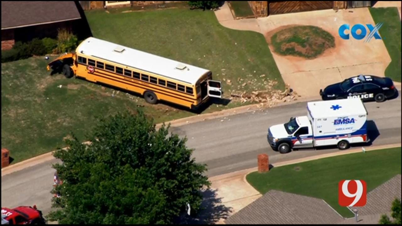 WEB EXTRA: School Bus Nearly Crashes Into SW OKC Home