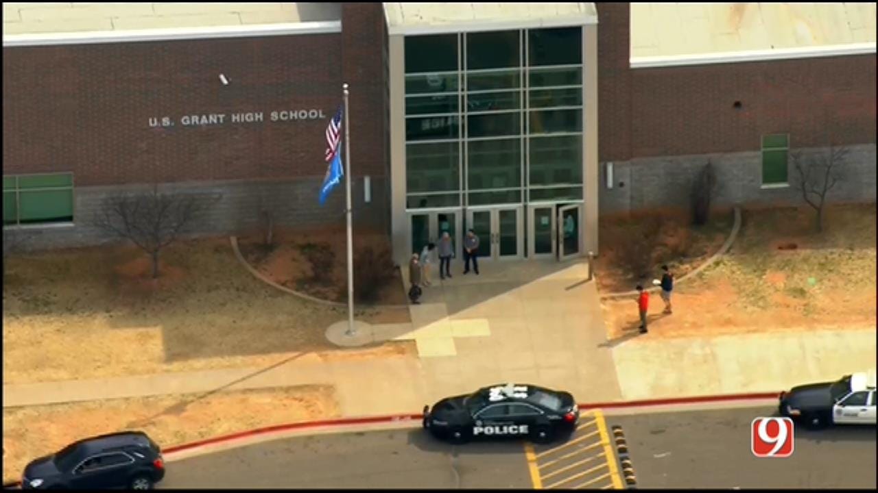 WEB EXTRA: SkyNews 9 Flies Over Lockdown At US Grant HS In SW OKC