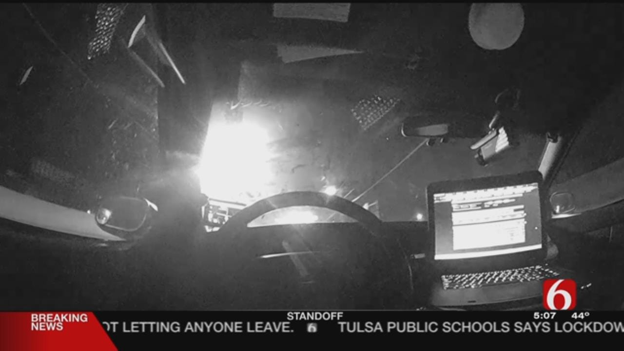 Video Shows Driver Hit Tulsa Police Car Head On