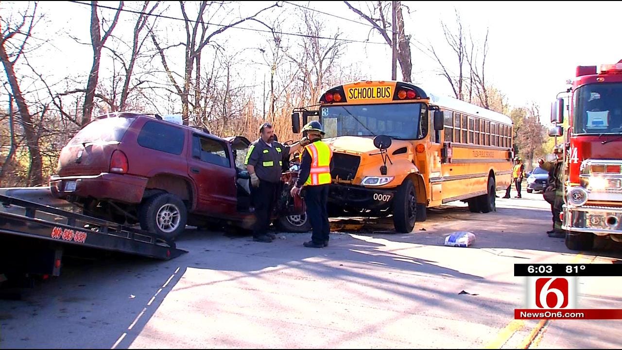 EXCLUSIVE: Tulsa School Bus Cam Shows Head-On Crash