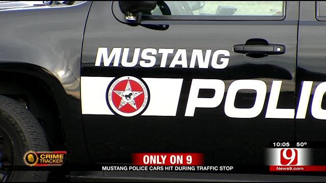 Mustang Police Resourceful After 3 Cruisers Damaged In Traffic Stop Crash