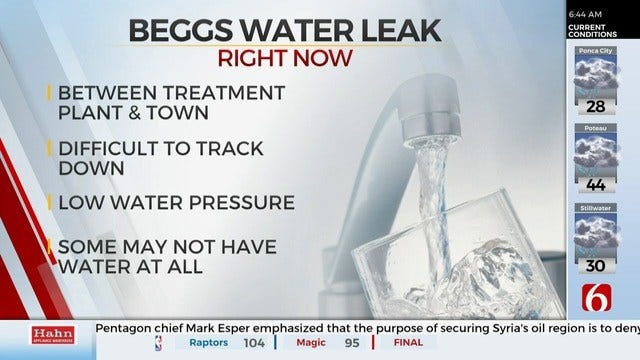 City Of Beggs Asks Residents To Conserve Water Due To Leak