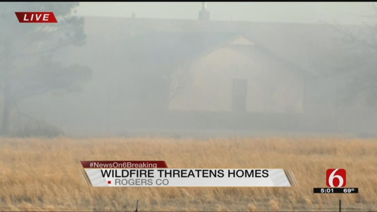 Large Grass Fire Threatens Homes Near Talala
