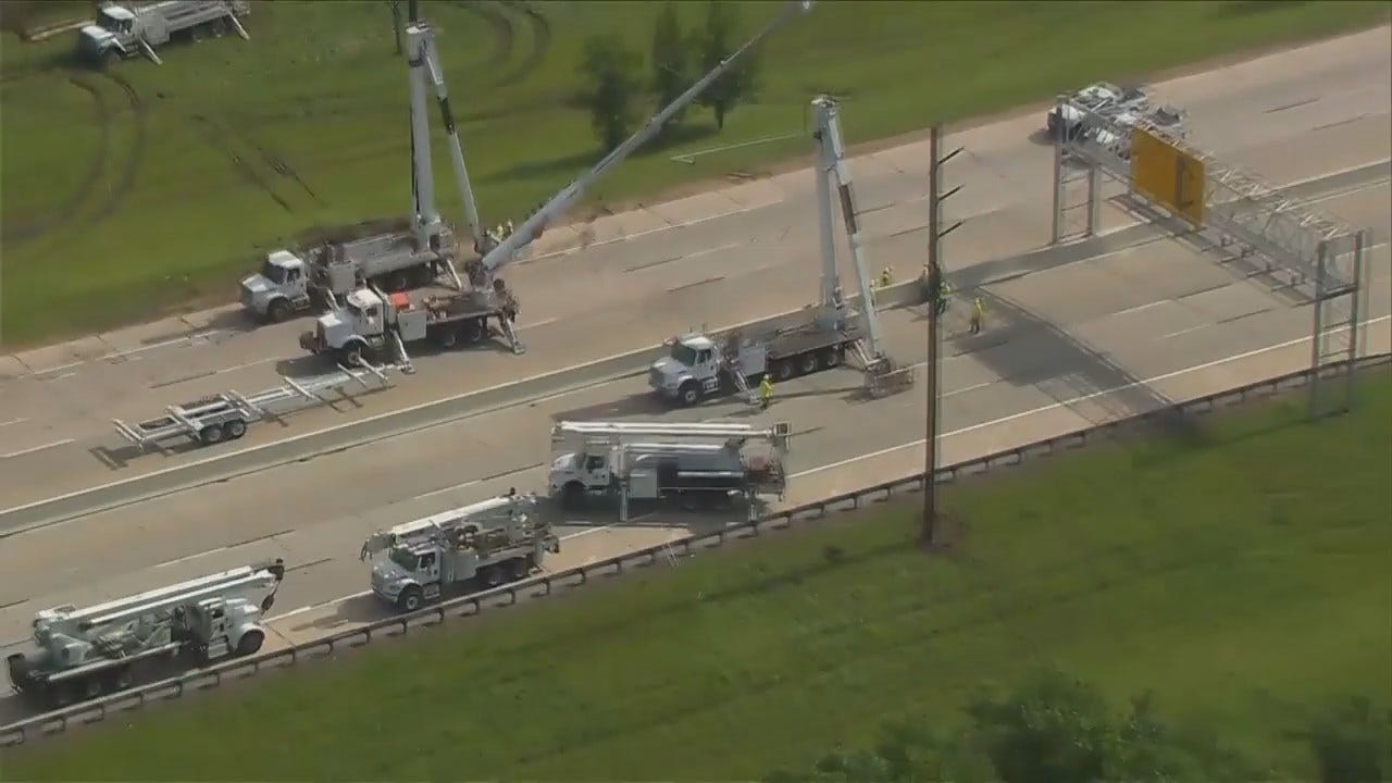 EXTENDED CUT: Creek Turnpike Shutdown Due To Downed Power Lines