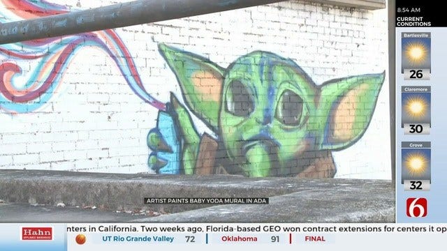 Baby Yoda Mural Decorates Ada News Building