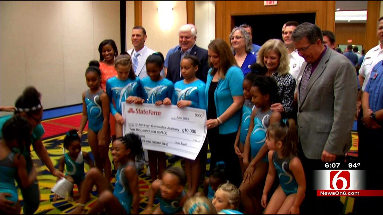 Tulsa Gymnasts Receive Donation, Reunite With Hero Firefighters