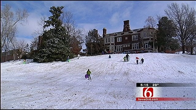 Tulsa Area Kids Enjoy Sledding On The Snow