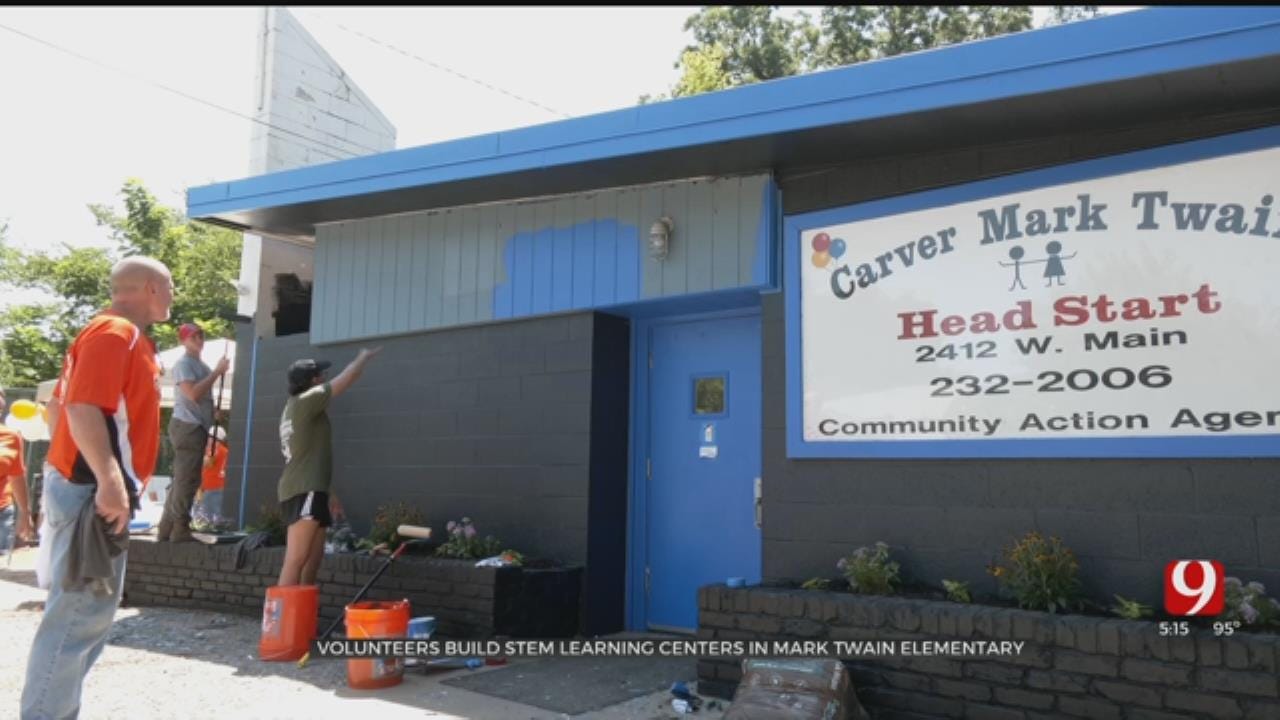 Volunteers Build STEM Center At Mark Twain Elementary, More To Come For OKCPS