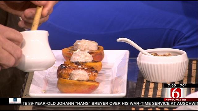 Grilled Peaches With Honey And Yogurt.