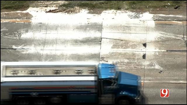 WEB EXTRA: Buckled Roadway Closes Two Lanes Of NB I-44 In SW OKC