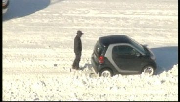 SkyNews 6: Smart Car Stuck On U.S. Highway 169 In Tulsa
