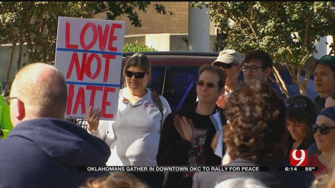 Oklahomans Gather In Downtown OKC To Rally For Peace