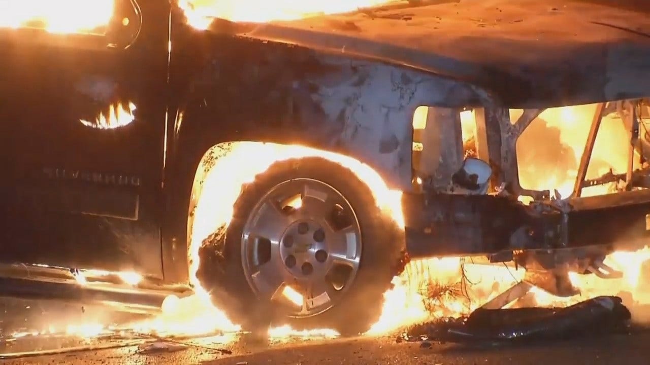 WEB EXTRA: Chevy Pickup Goes Up In Flames Near Sperry