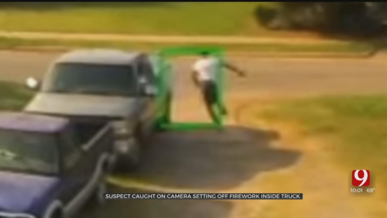 WATCH: Suspect Caught On Camera Setting Truck On Fire With Fireworks In OKC