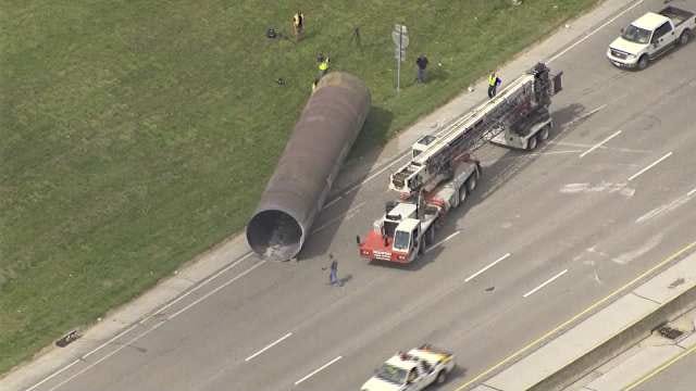 Osage SkyNews 6 Aerials Of Giant Pipe Incident On I-244 Near Lewis