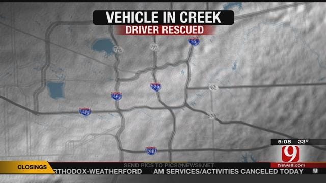 OKCFD: Vehicle Found Submerged In Creek, Driver Rescued