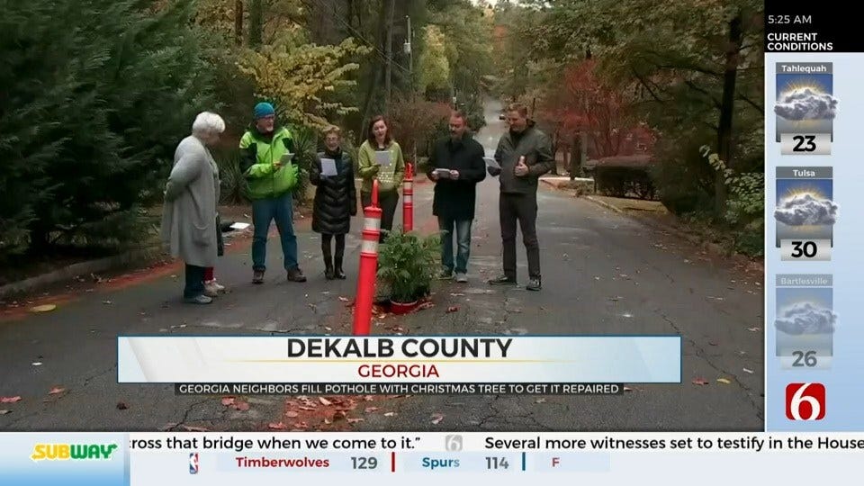 WATCH: A Georgia Neighborhood Finds Creative Way to Fill Pothole