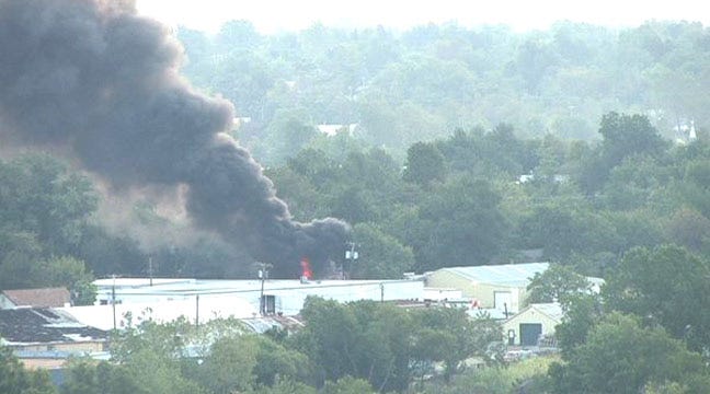 North Tulsa Tire Fire Captured On SkyCam Network