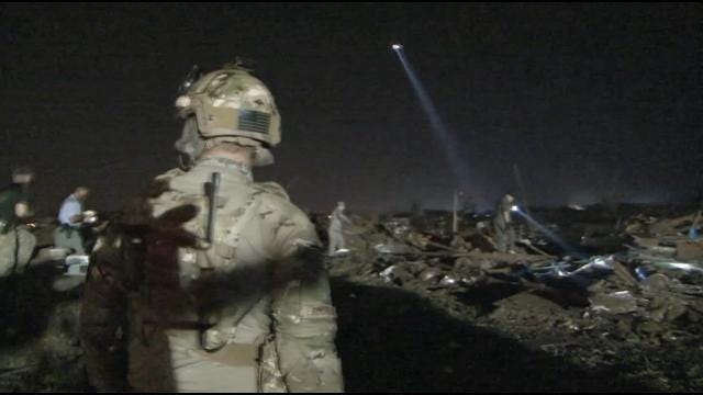 National Guard Members Use Thermal Imaging To Search For Tornado Survivors