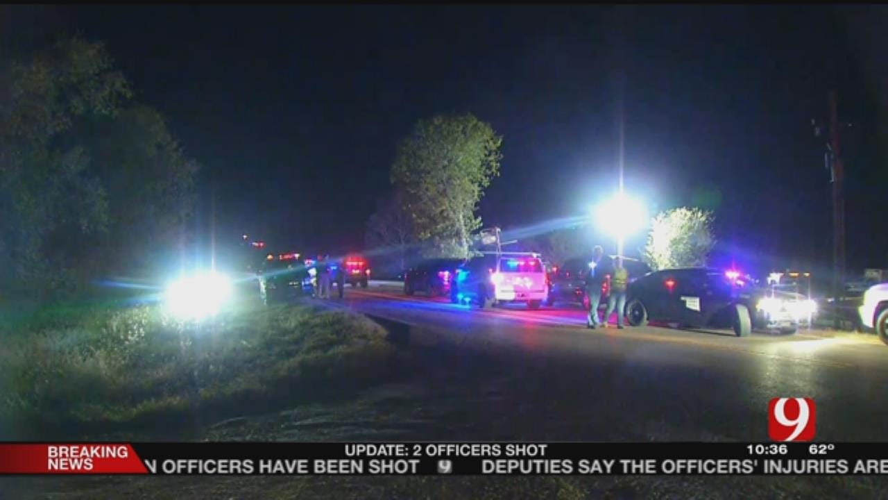 Law Officers Search For Suspect After Shooting Injures Two Officers
