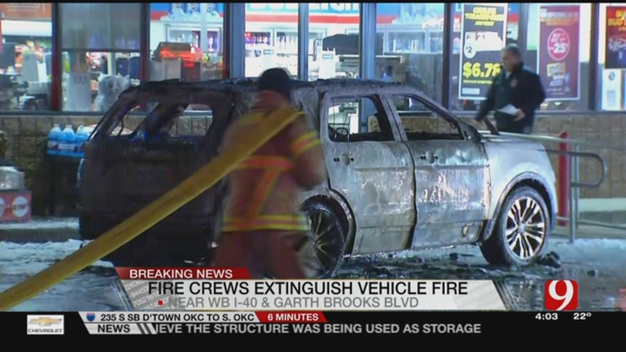 Firefighters Extinguish Vehicle Fire At Yukon Gas Station