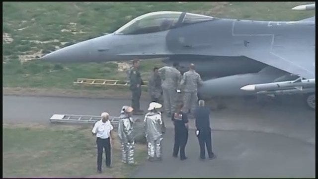 WEB EXTRA: SkyNews6 Flies Over F-16 Stuck In Mud