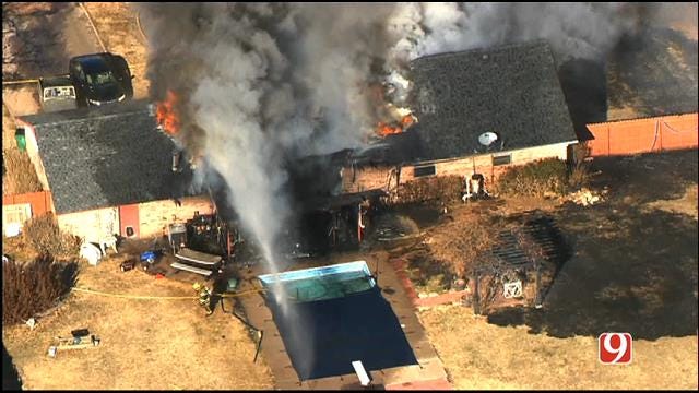 WEB EXTRA: SkyNews 9 Flies Over Large House Fire In Piedmont