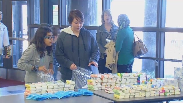 WEB EXTRA: Video Of Tulsa Union Students Preparing Red Cross 'Comfort Kits'