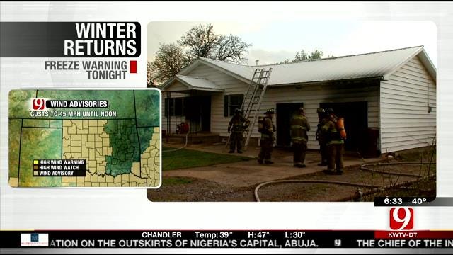 Powerful Winds Topple Tree, Spark House Fire In Choctaw
