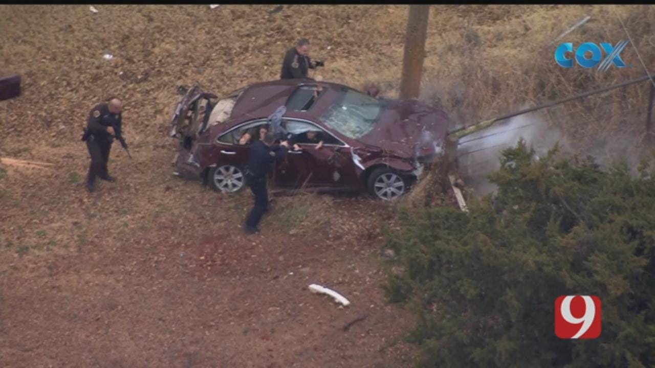 WATCH: Oklahoma City Metro Police Chase Ends In Crash