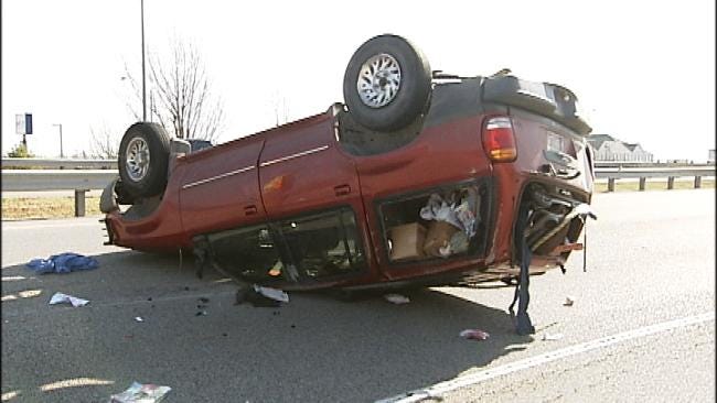 WEB EXTRA: Driver Rolls Vehicle In ‘Road Rage' Crash Near Tulsa Airport