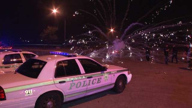 WEB EXTRA: Fireworks Aimed At Tulsa Police
