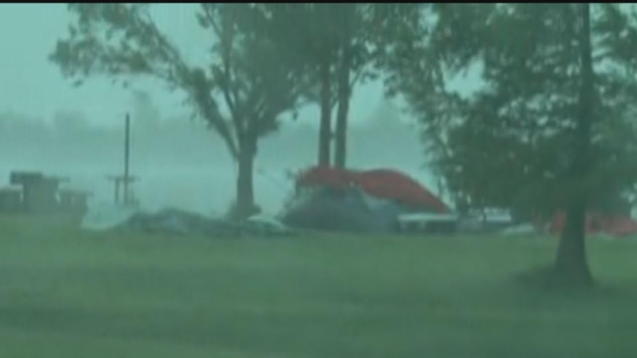 High Winds Hit Campsites At Ft. Supply Lake