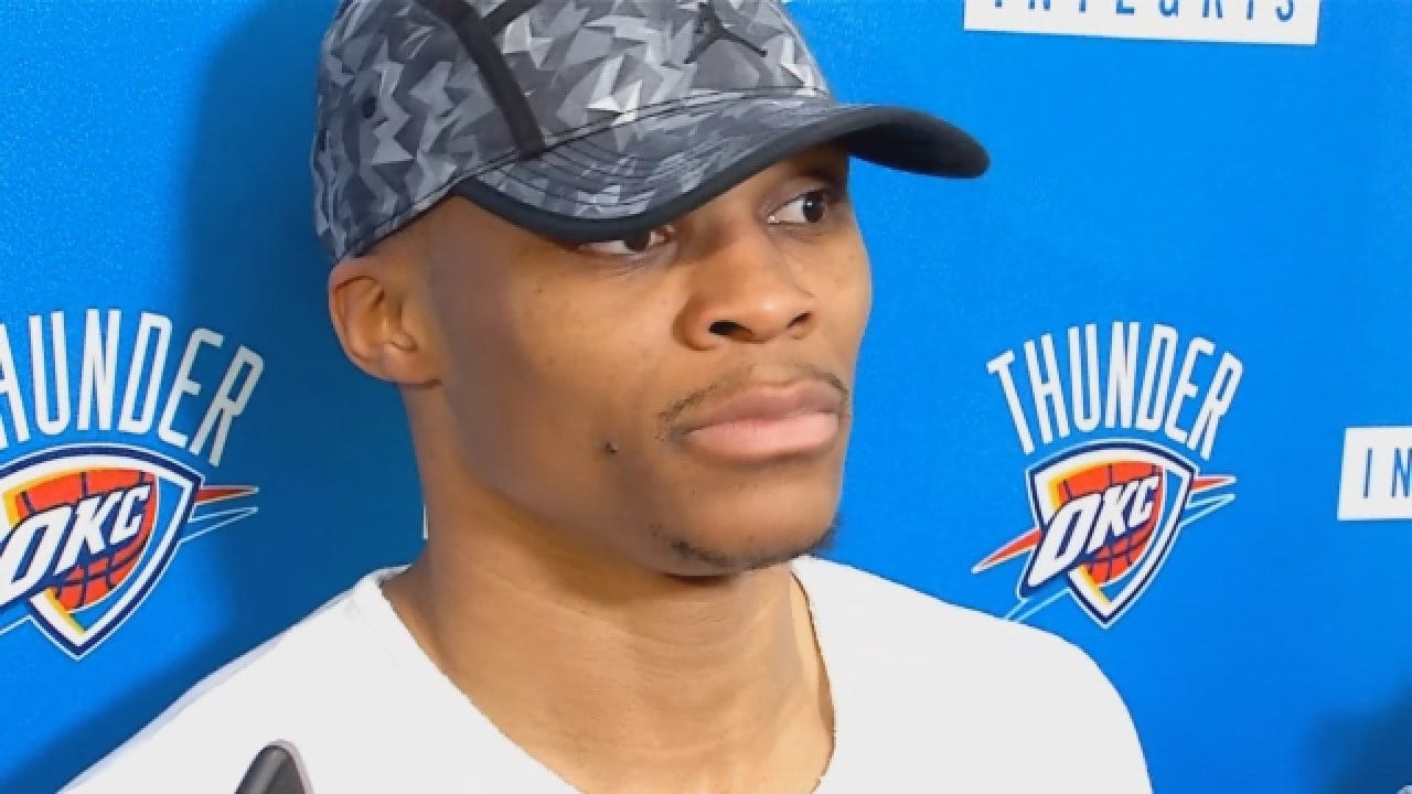 Russell Westbrook Talks After Saturday's Thunder Practice