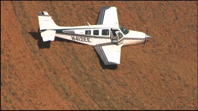 WEB EXTRA: Bob Mills SkyNews 9 HD Flies Over Guthrie Plane Crash