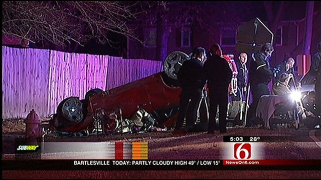 Two Injured When Stolen Car Crashes In East Tulsa Chase