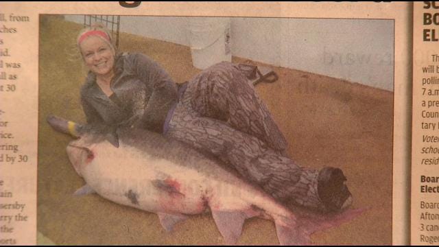 Grove Woman Fishes 110-Pound Spoonbill Out Of Grand Lake