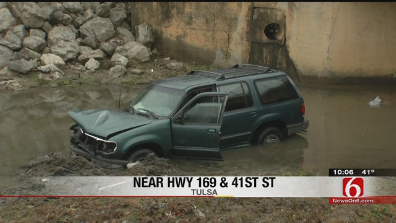 Woman Hurt When SUV Lands In Tulsa Creek