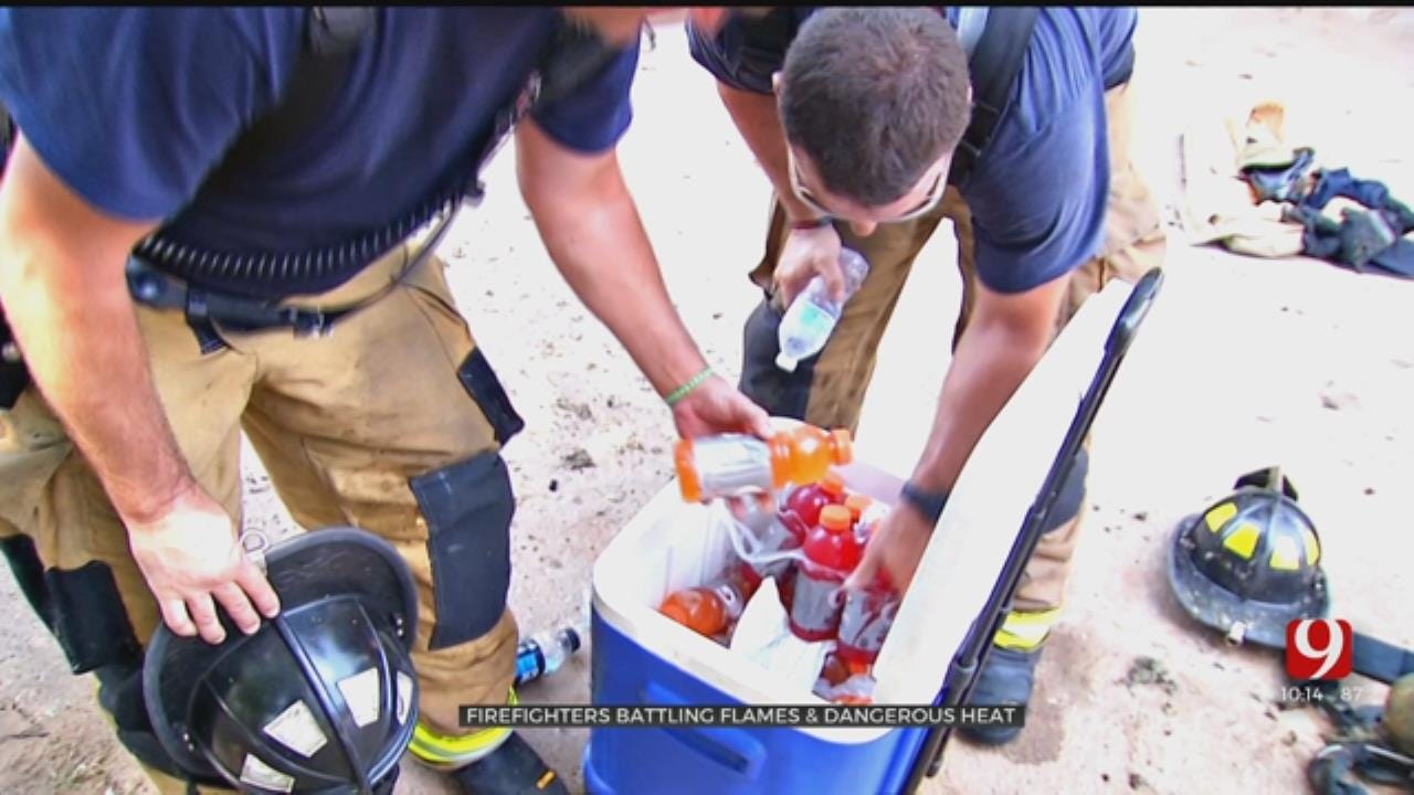 Oklahoma Firefighters Battling Flames, Dangerous Heat