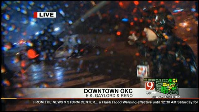 Storms Down Traffic Lights In Downtown OKC