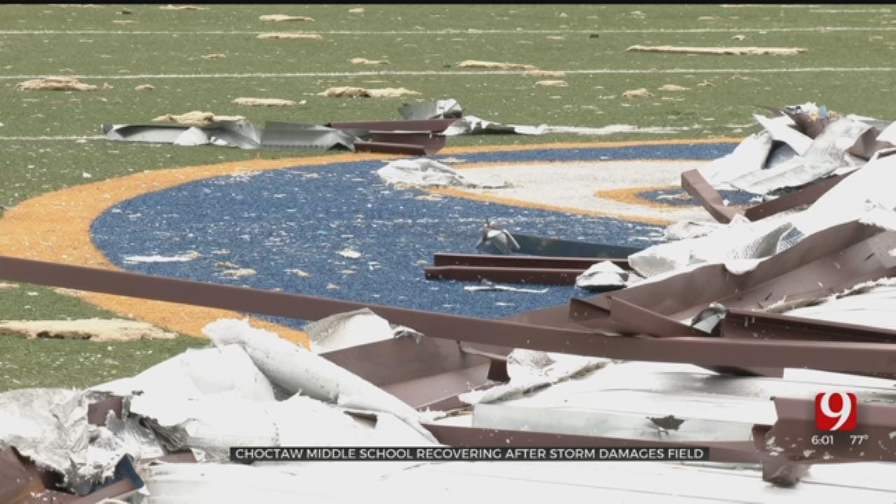Choctaw Middle School Football Field Covered With Roof After Severe Storm