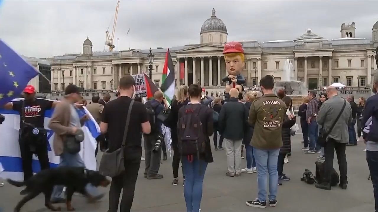 WATCH: Protesters Place Giant Robot Of President Trump Sitting On Toilet In London